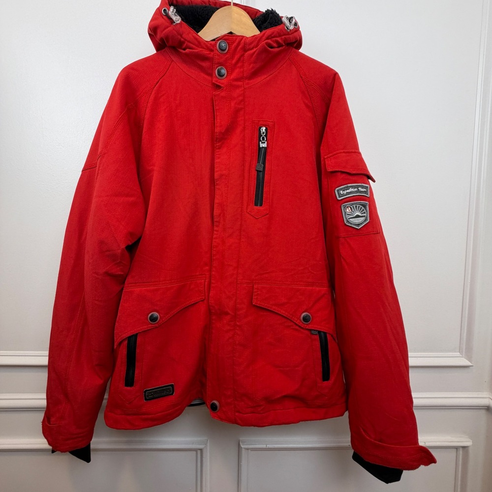Killtec Expedition‎ Team Mens Red Technical Winter Ski Jacket Hooded Parka